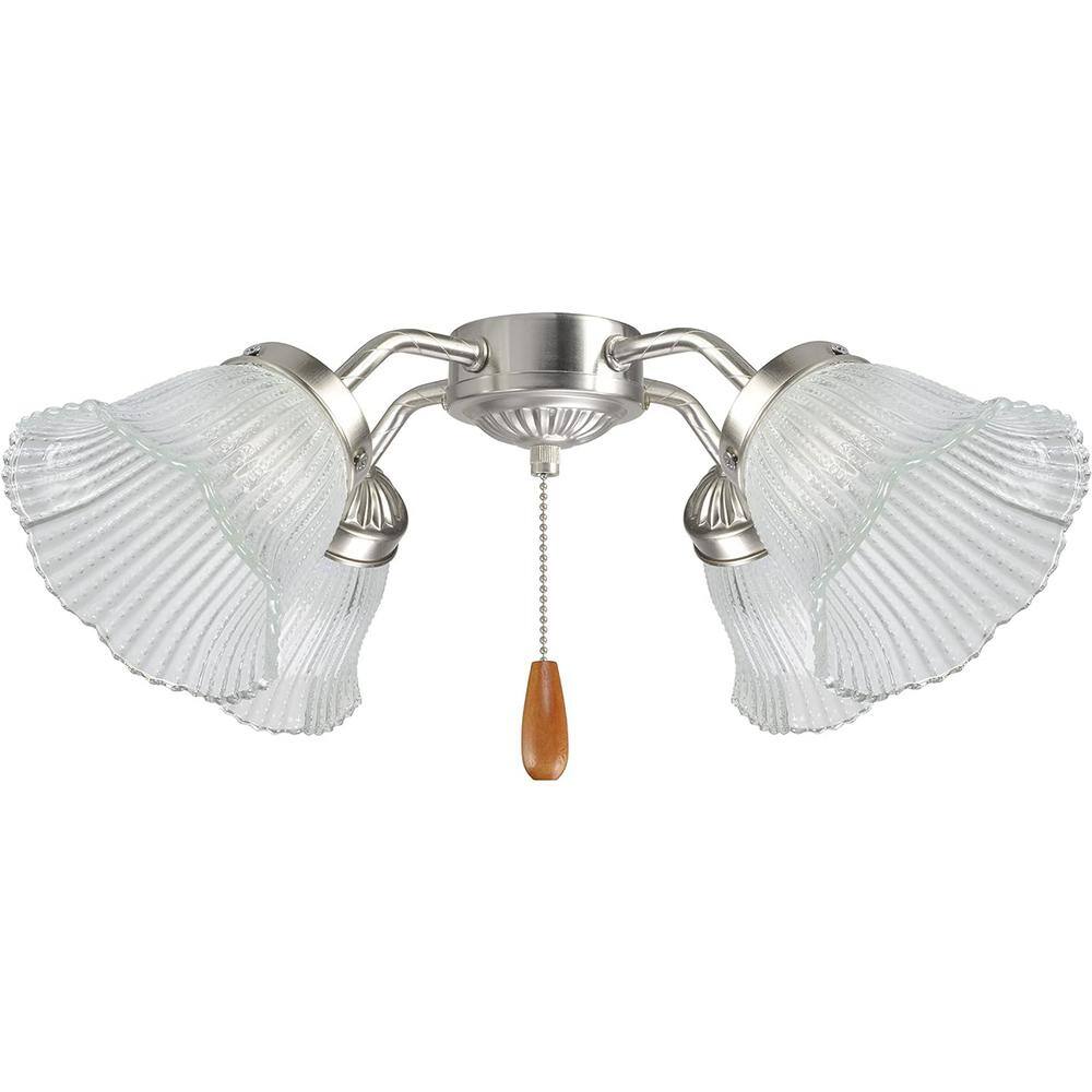 Clear Beaded Glass Bell Ceiling Fan Replacement Shades, Set of 4