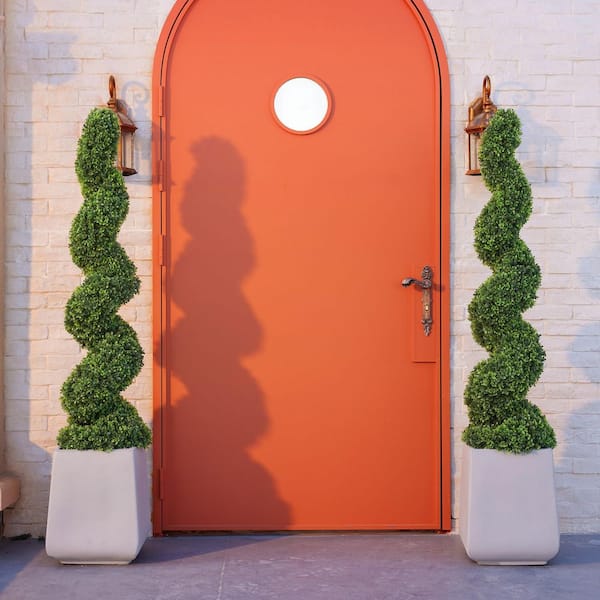 DR.Planzen 4 ft. Artificial Boxwood Spiral Topiary Trees Faux