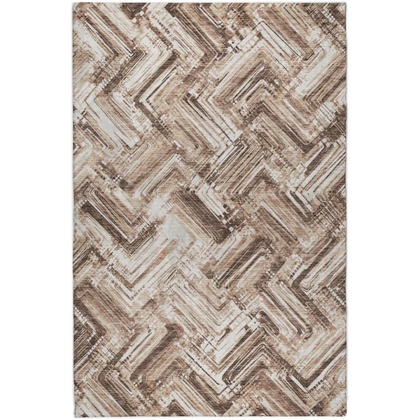 Dream Shag Premium Machine Washable Abstract ADS630 Brown 10 ft. x 14 ft. Area Rug