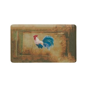 Hydrangea Vintage Rooster Beige 17.5 in. x 32 in. Global Synthetic Kitchen Mat