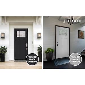Smooth Pro 36 in. x 80 in. 2 Panel Right Hand 6 Lite Clear Black Fiberglass Prehung Front Door w/White Interior Finish