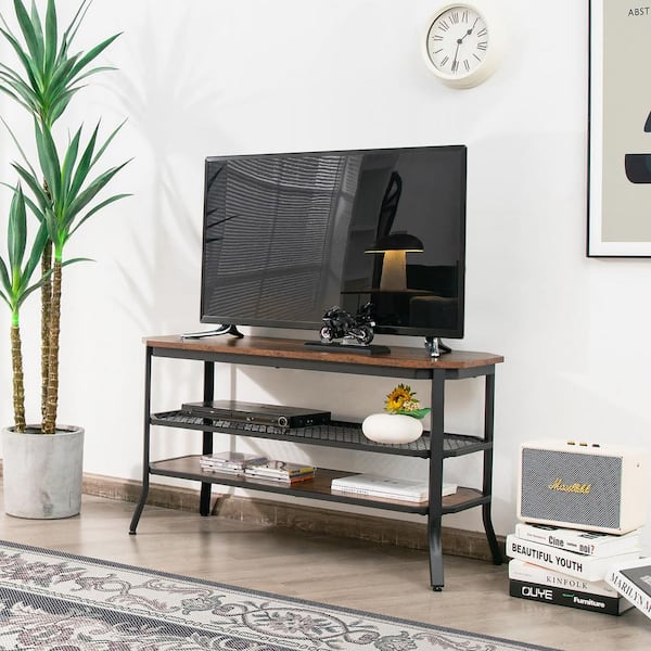 Costway 3 tier contemporary tv stand. cheapest Brown. New