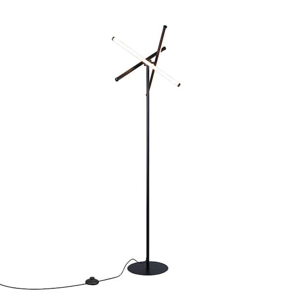 INNOBULE 66.1 in. H Black 3-Lights Smart Dimmable Architect Floor Lamp with Plastic ‎Rectangular Prism Shade