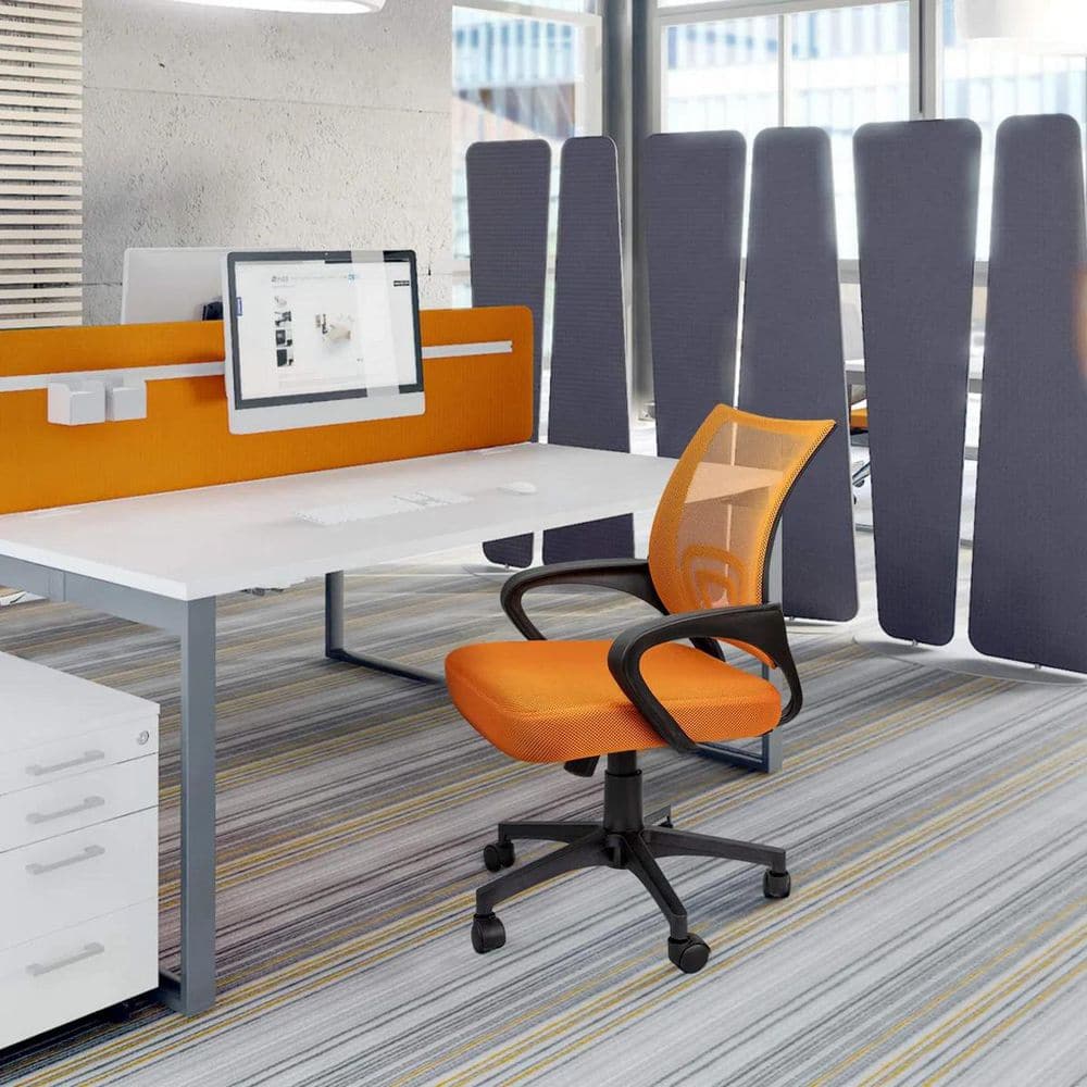 Mesh Adjustable Height Ergonomic Task Chair in Orange, Office Desk Chair with Armrests and Swivel Wheels