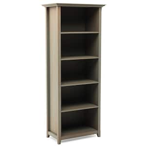 Amherst 70 in. Distressed Gray Wood 5-shelf Standard Bookcase with Adjustable Shelves