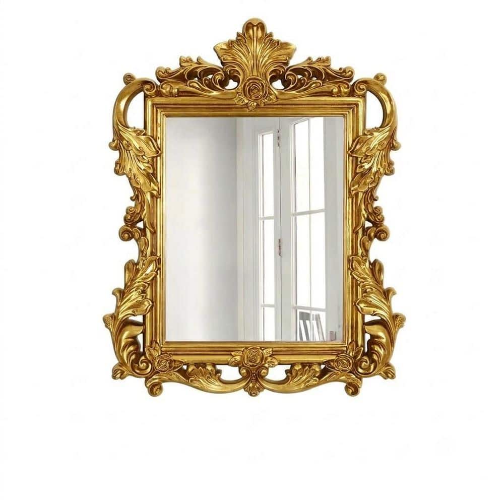26 in. W x 33 in. H Antique Gold Baroque Framed Wall Mirror, Ornate Rectangular Decorative Vintage Vanity Mirror price history on PriceWatchPro