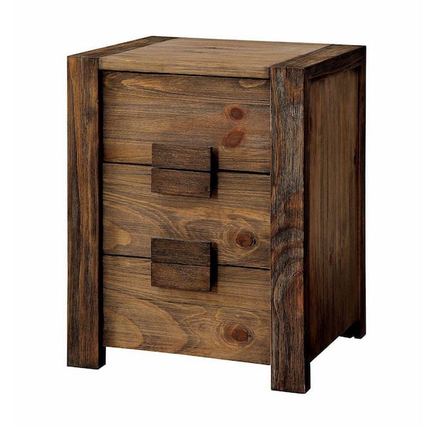 Benjara 22 in. H x 24 in. W x 18 in. L Janeiro Transitional Nightstand Rustic Natural Tone