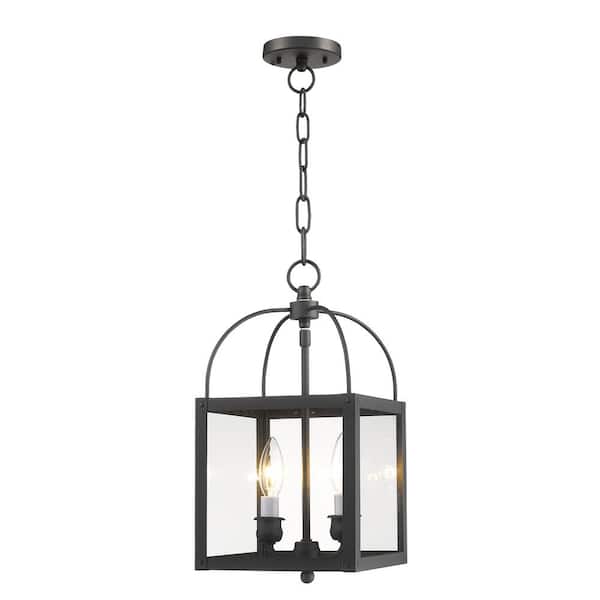 AVIANCE LIGHTING Lyford 2-Light Bronze Convertible Mini Pendant/Semi Flush with Clear Glass