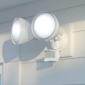 White Motion Sensor Dusk to Dawn Outdoor Security Flood Light - 180-Degree Range - 70 ft.