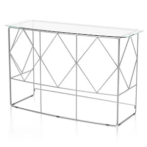 Sunnet 46 in. Chrome Rectangular Glass Top Console Table