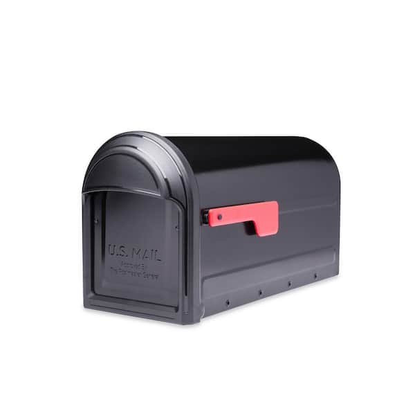 Architectural Mailboxes Barrington Black, Large, Steel, Post Mount Mailbox