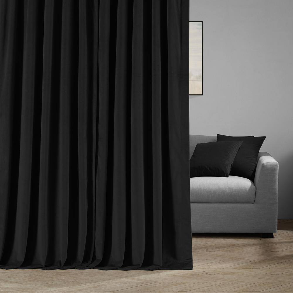 Black Velvet Extra Wide Blackout Curtain Panel 96 Inch