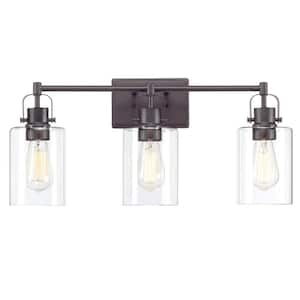 23.64 in. 3-Light Oil Rubbed Bronze Vanity Light with Clear Glass