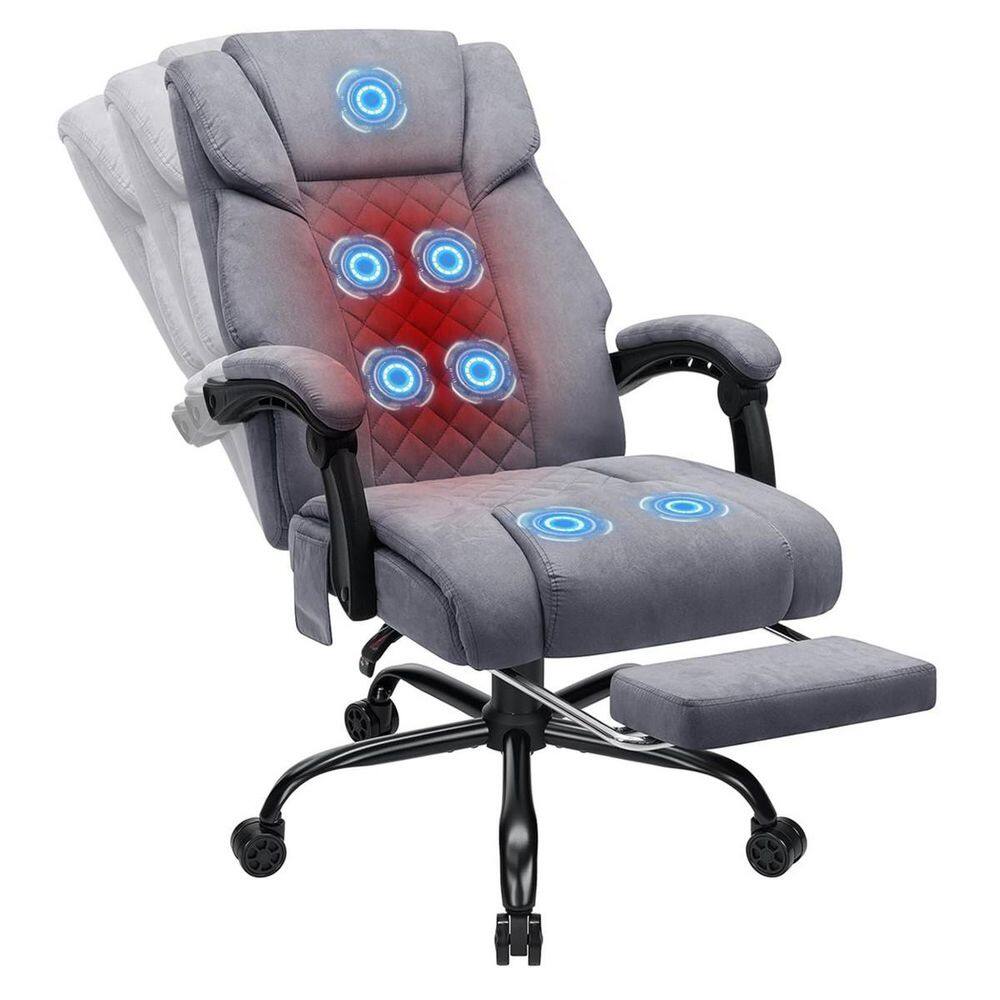 Faux Leather Ergonomic Heated Executive Office Chair with Vibration Function in Gray with Padded Arms price history on PriceWatchPro