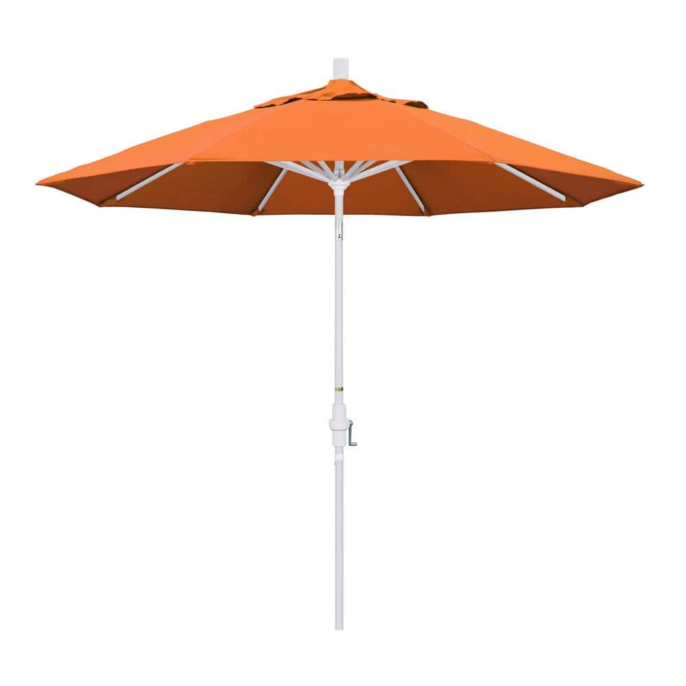 9 ft. Matted White Aluminum Collar Tilt Crank Lift Market Patio Umbrella in Tangerine Sunbrella price history on PriceWatchPro