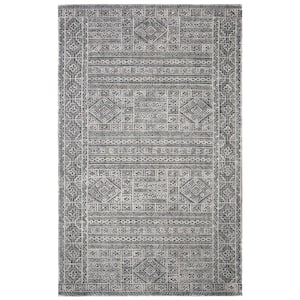 Abstract Gray/Black 9 ft. x 12 ft. Border Aztec Area Rug