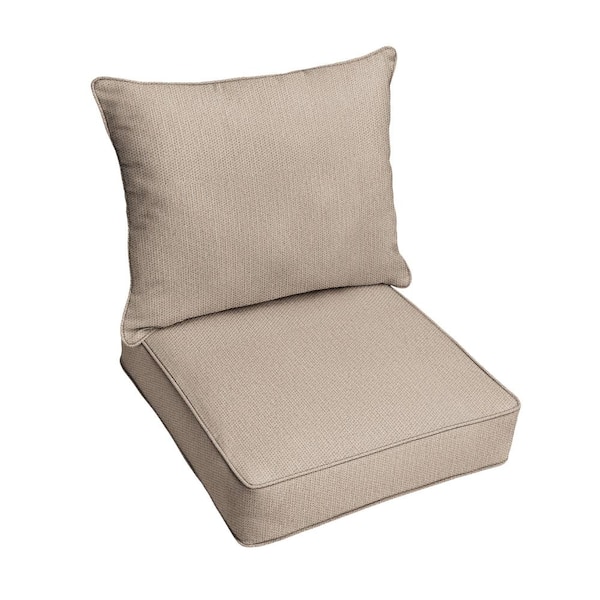 SORRA HOME 22.5 x 22.5 x 5 (2-Piece) Deep Seating Outdoor Dining Chair Cushion in Sunbrella Revive Sand