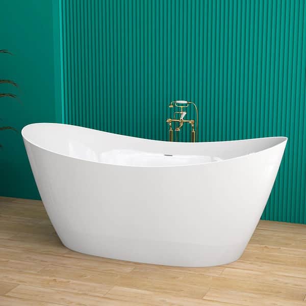Zeafive Van 59 in. x 27.5 in. Acrylic Freestanding Soaking Bathtub