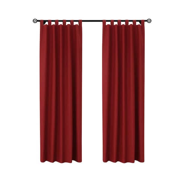 Weathermate Tab Top Burgundy Cotton Smooth 40 in. W x 72 in. L Tab Top Indoor Room Darkening Curtain (Double Panels)