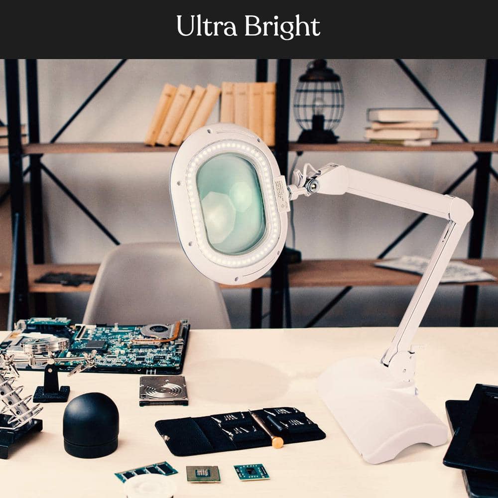 White Adjustable Arc Energy Star Magnifying Floor Lamp