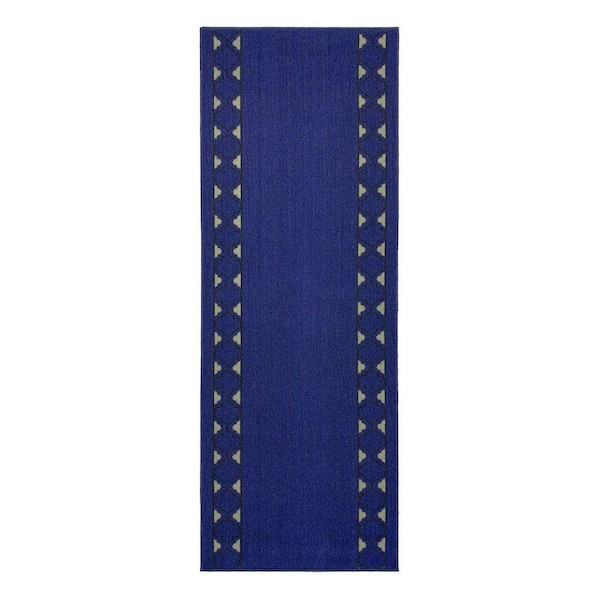 RugStylesOnline Trellis Border Design Navy 36 in. Width x 24 ft