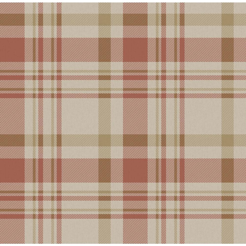 Spring Blossom Collection Check Plaid Red/Brown Matte Finish Non-Pasted Non