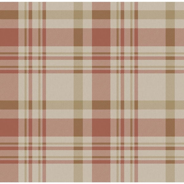Unbranded Spring Blossom Collection Check Plaid Red/Brown Matte Finish Non-Pasted Non-Woven Paper Wallpaper Roll