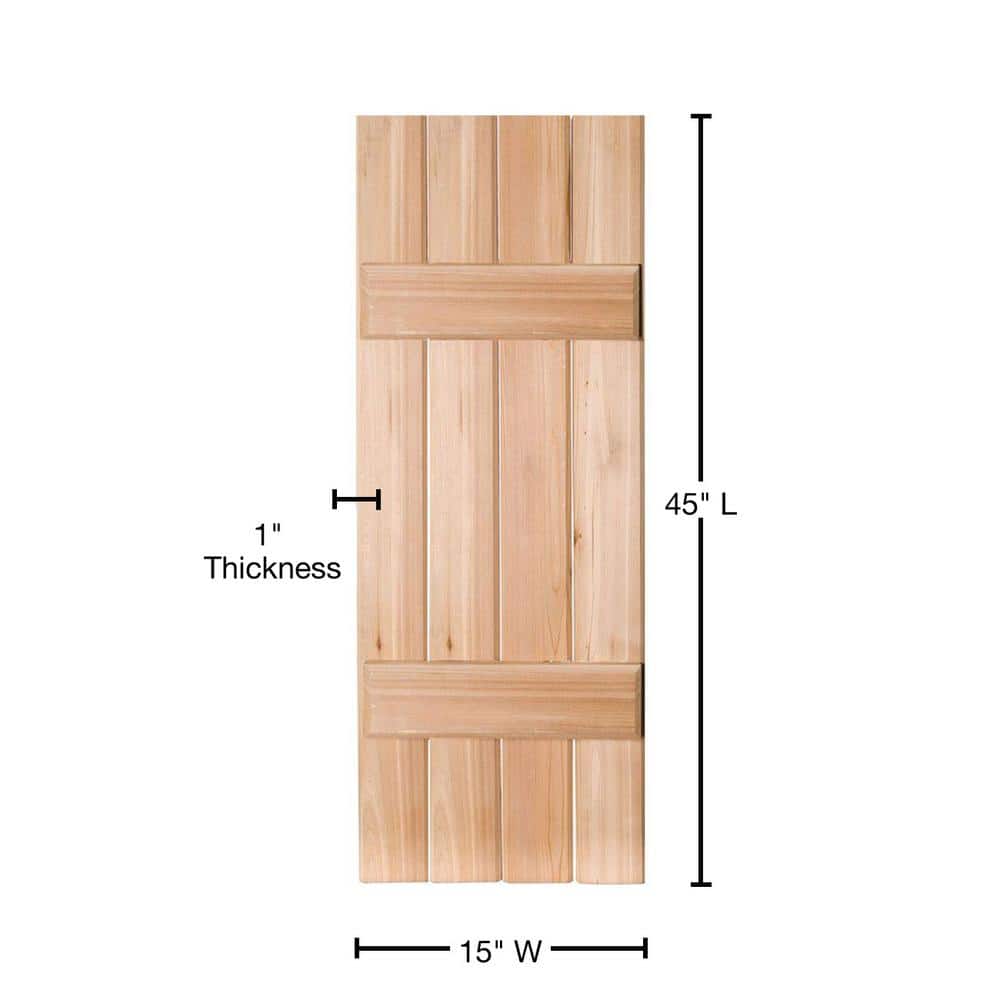45" x 15" Unfinished Pine Board and Batten Shutters