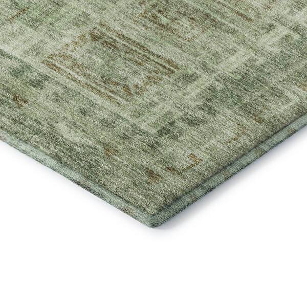 Mayfield Premium Machine Washable Abstract AMF2173 Sage 2 ft. x 7 ft. Runner Rug