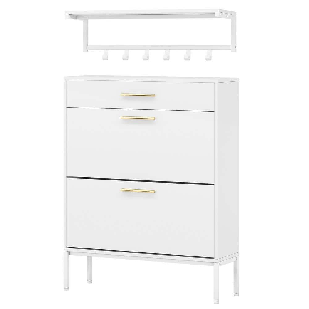 STÄLL Shoe cabinet with 3 compartments, white, 311/8x113/8x581/4