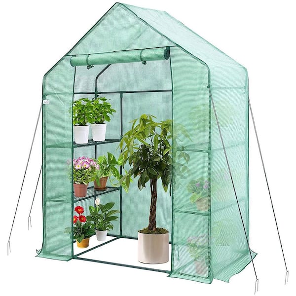 Unbranbed ft. x ft. Walk-In Outdoor/Indoor Covered Plant Greenhouse  with 4-Wired Shelves KG00106US70002 The Home Depot
