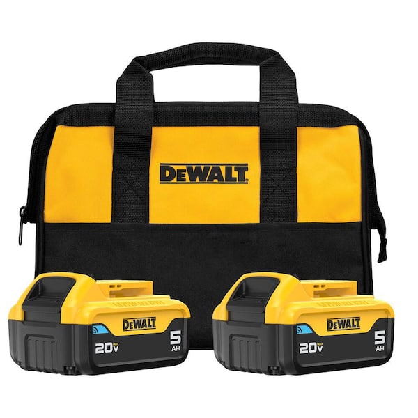 20V MAX XR Premium Lithium-Ion 5.0Ah Battery Pack with Bluetooth Connectivity (2 Pack)