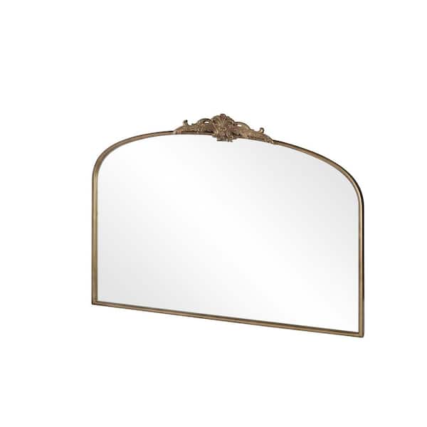 Florence Gold 40.3 in. W x 30.7 in. H Vintage Arched Gold Metal Framed Mirror