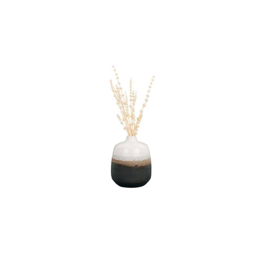 Artisanal Black & White Ceramic Bouquet Vase 9.6"