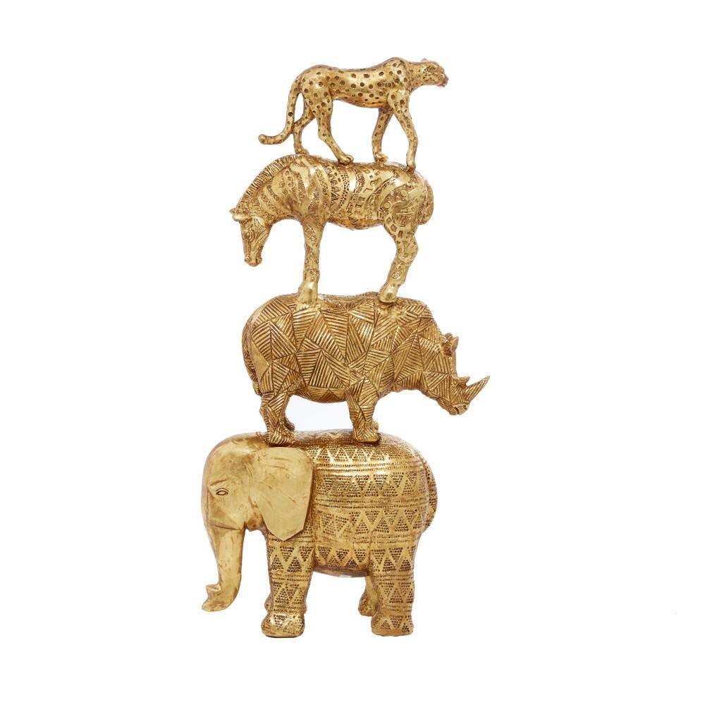 Elegant Gold Resin Elephant Sculpture 24" Decor Accent