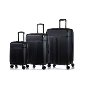 Vintage Black 28 in., 24 in., 20 in. Hardside Luggage Set with Spinner Wheels (3-Pcs)