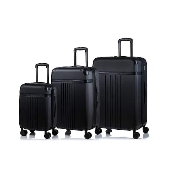 CHAMPS Vintage Black 28 in., 24 in., 20 in. Hardside Luggage Set with Spinner Wheels (3-Pcs)