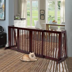 28 in. to 80 in. Wood Gate Adjustable Folding Free Standing 3 Panel Wood Pet Dog Slide Gate Safety Fence Playpen
