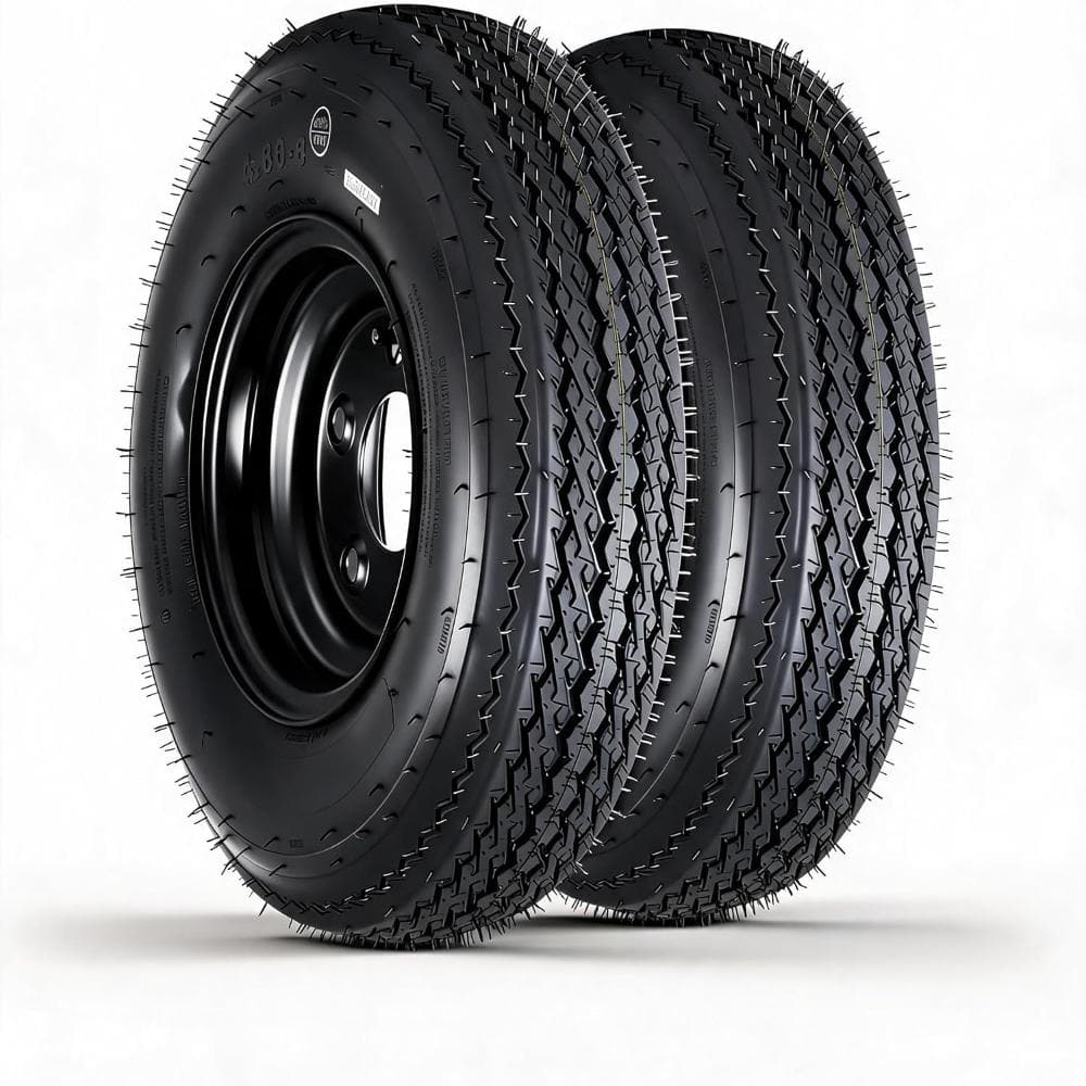 "2-Pack 4.80-8 Trailer Tires on Black Rims 6PR, 5-Lug 4.5"" Bolt Circle & 72mm Bore for Boat, Cargo & Garden Trailers" price history on PriceWatchPro