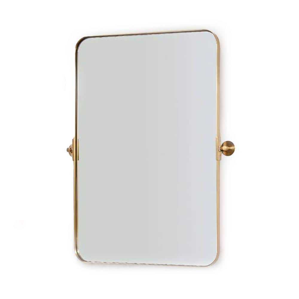 ANDY STAR 20 x 30 Inch Rectangular Tilting Vanity Mirror  Brushed Gold