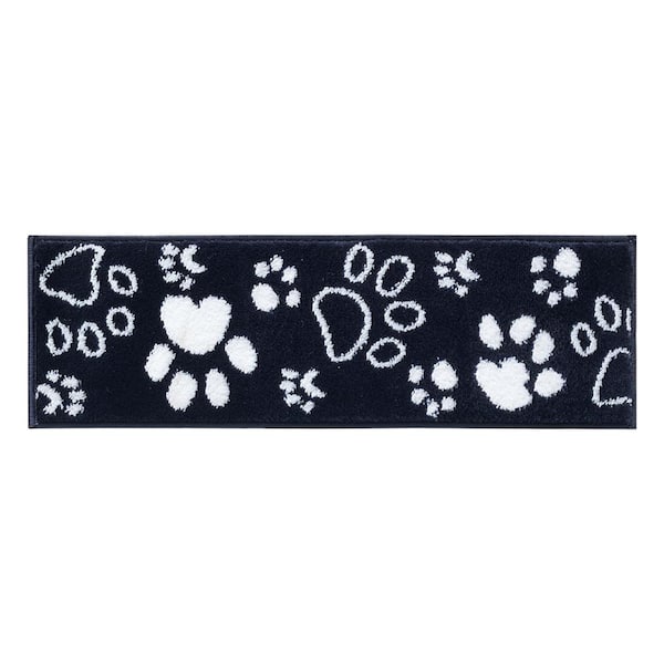 SUSSEXHOME Paw Collection Navy 9 in. x 28 in. Polypropylene Stair Tread Cover (Set of 15)