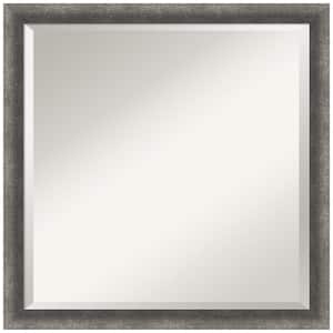 Burnished Concrete Narrow 22.25 in. x 22.25 in. Beveled Modern Square Wood Framed Bathroom Wall Mirror in Gray