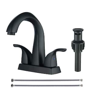 4 in. Center set Double-Handle Bathroom Faucet, High-Arc Bathroom Sink Faucet with Pop Up Drain in Matte Black