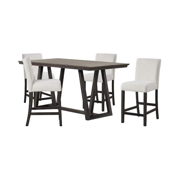 High Line 5-Piece White Wood Top Counter Table Set (Seats-4)