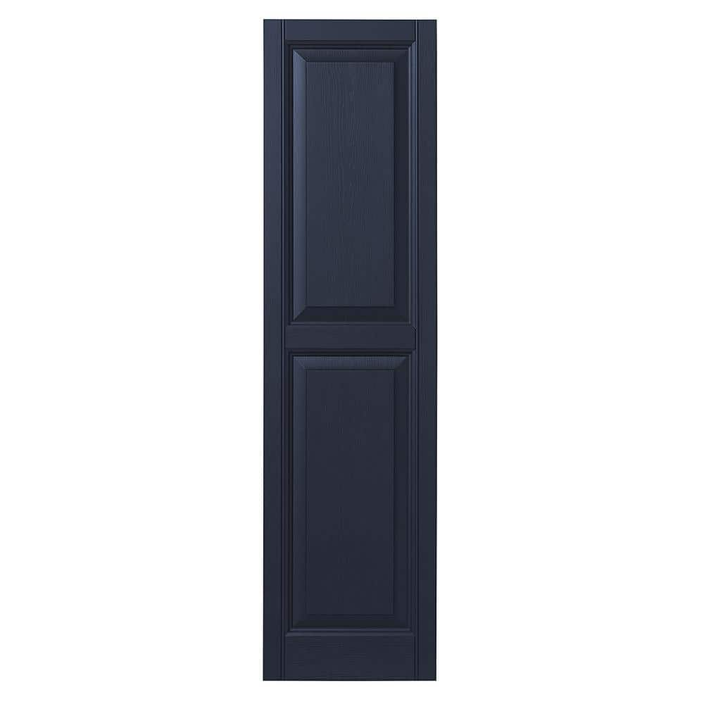 Ply Gem 12 in. x 47 in. Raised Panel Polypropylene Shutters Pair in Dark Navy