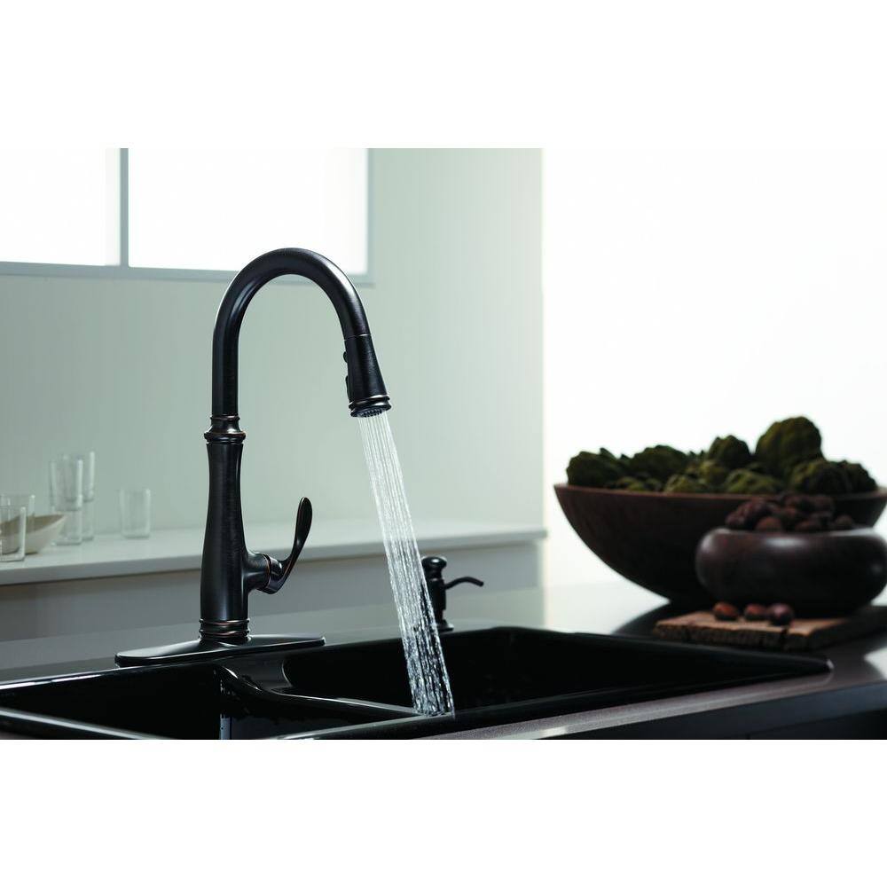 Oil-Rubbed Bronze Pull-Down Kitchen Faucet with Spray