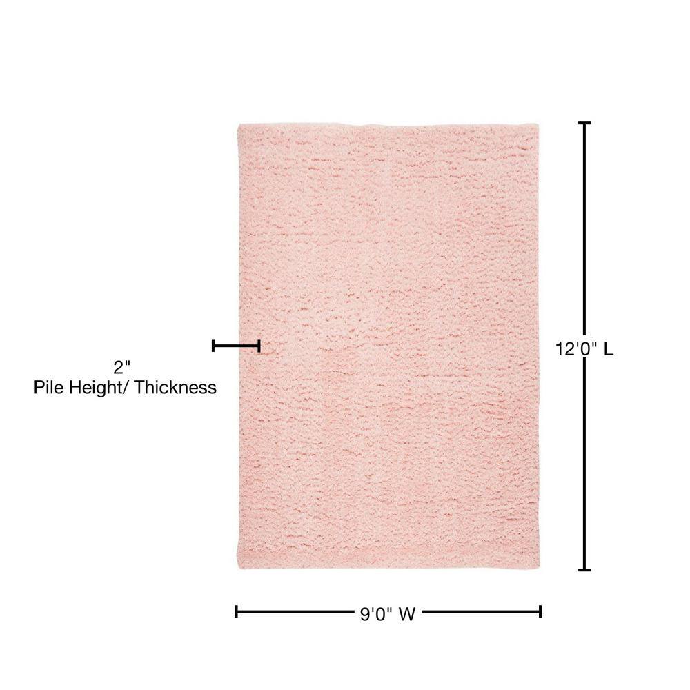 Blush 9' x 12' Solid Shag Wool and Synthetic Rug
