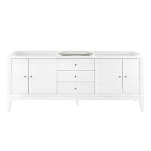 Linear 72.50 in. W x 18.8 in. D x 30.3 in.H Double Bath Vanity Cabinet Without Top in Glossy White