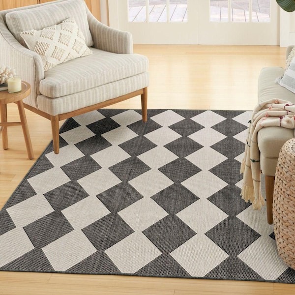 Positano Black 4 ft. x 6 ft. Diamond Contemporary Area Rug