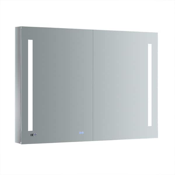Fresca Tiempo 48 in. W x 36 in. H Recessed or Surface Mount Medicine Cabinet with LED Lighting and Mirror Defogger